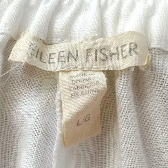 Eileen Fisher White Organic Linen Pull-On Cropped Pants L Large - Picture 3 of 5